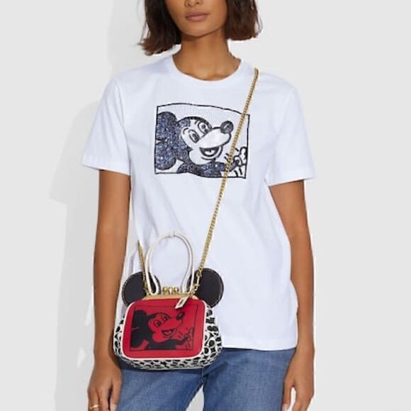 COACH Leather Keith Haring X Disney Mickey Mouse Kisslock Bag limited Edition - Picture 6 of 14